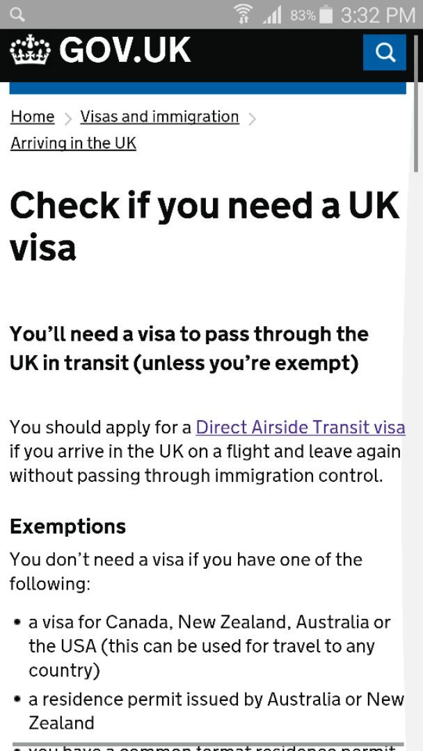 求助!英国伦敦转机,不出机场,是否需要过境签证