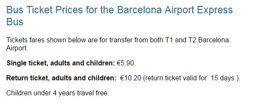 巴塞罗那机场大巴,5岁的小朋友需要正常买票吗