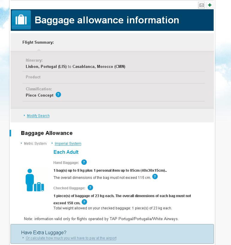 flytap baggage allowance