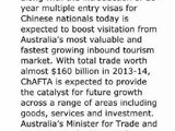 20160417更新：澳大利亚宣布2017年为澳中旅游年 将试行10年多次签证