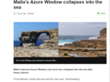 震惊！马耳他的地标Azure Window蓝窗今早上倒塌了