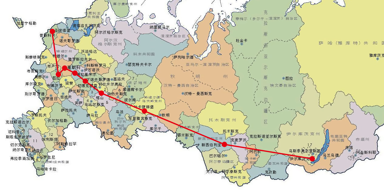 西伯利亚大铁路线路图图片