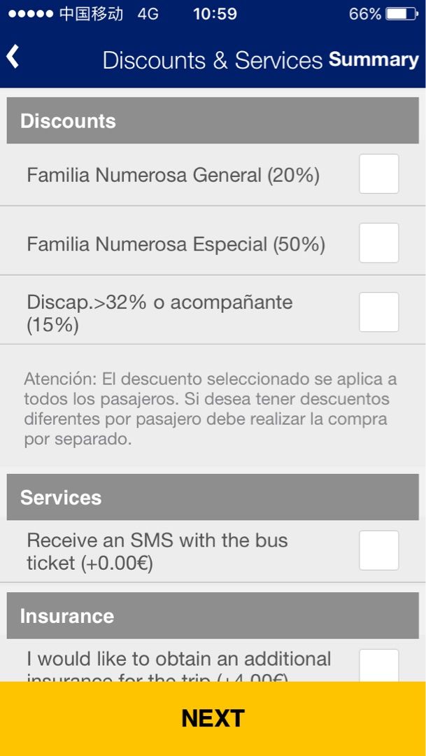在ALSA官网定大巴票,有几个折扣选项看不懂,