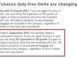 请注意，下周9月1日起，澳洲海关执行新的免税香烟规定。