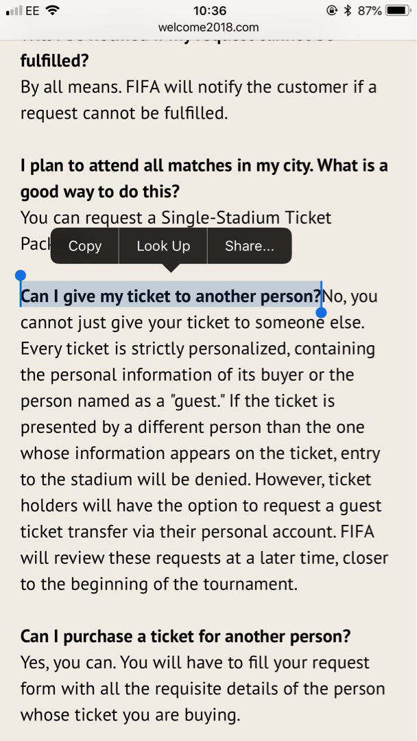 关于世界杯球票可否转让与是否会被拒绝入场问