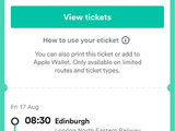 转让，8月17日08:30爱丁堡到伦敦的火车票，一大一小，也可以转一张大人