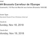 布鲁塞尔酒店转让（11/18-11/19 和 11/22-11/23两晚）