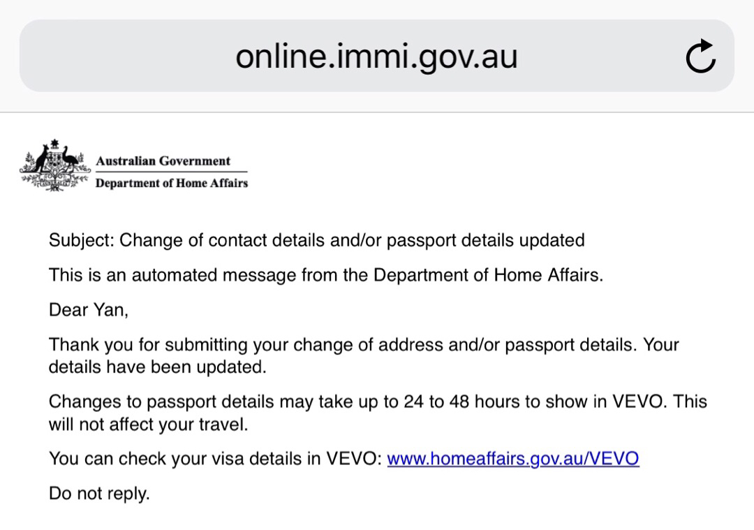 澳大利亚签证护照更新