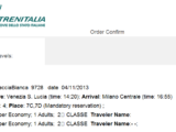 转让11月4日威尼斯至米兰成人火车票两张