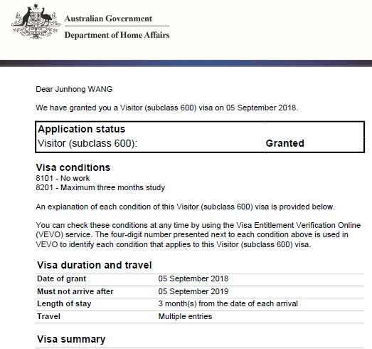 【紧急求助】澳洲网签600签证3个月,怎么还需