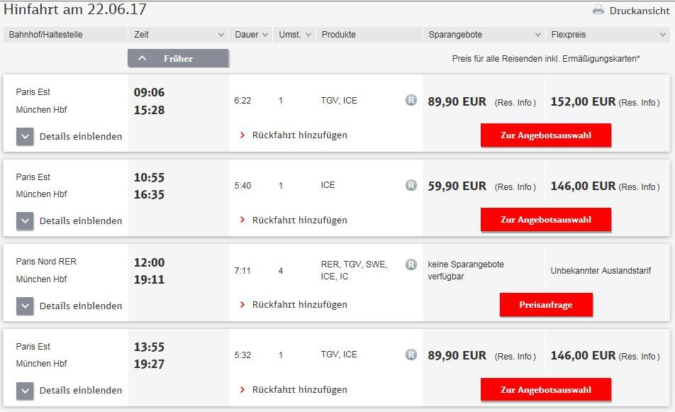 巴黎到慕尼黑火车票