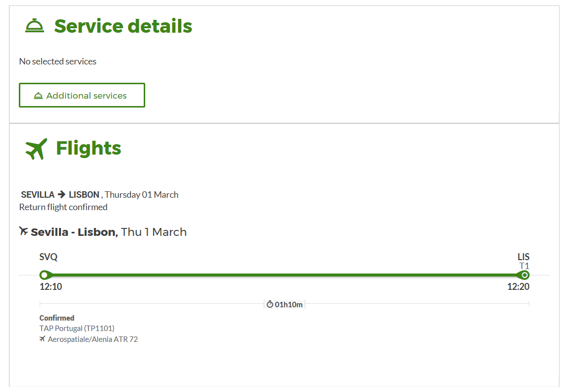 葡萄牙航空机票添加行李问题。