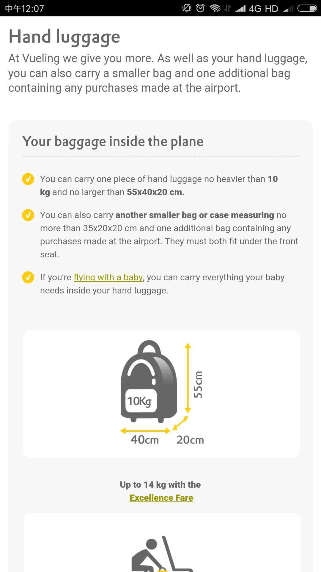 西班牙伏林(Vueling)航空公司的行李是怎么规定