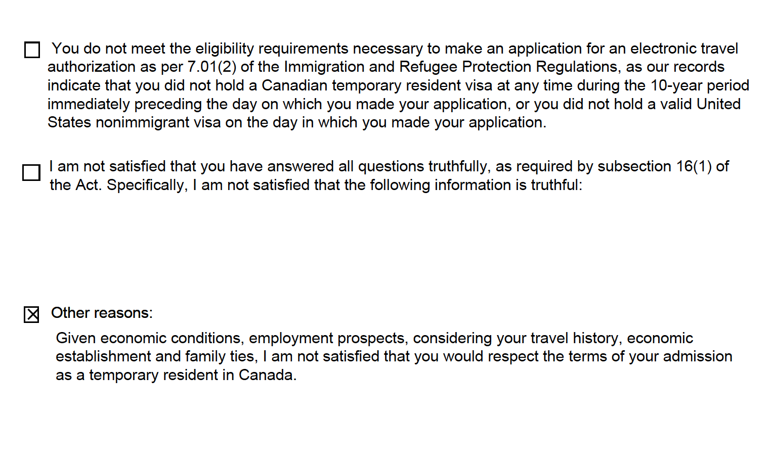 女友白本加拿大网申探亲访友1000被拒 拒签理